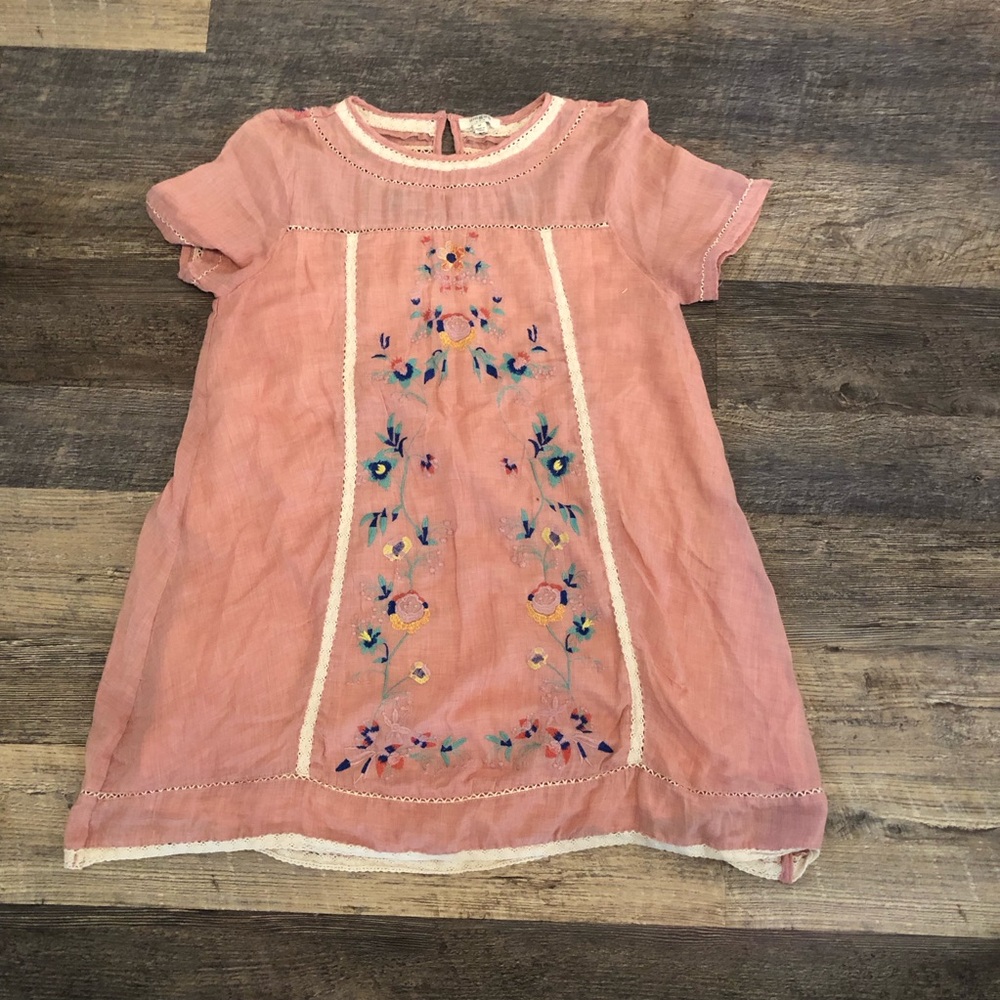 <Umgee U.S.A. Pink Short Sleeve Embroidered Mini Dress Size Medium